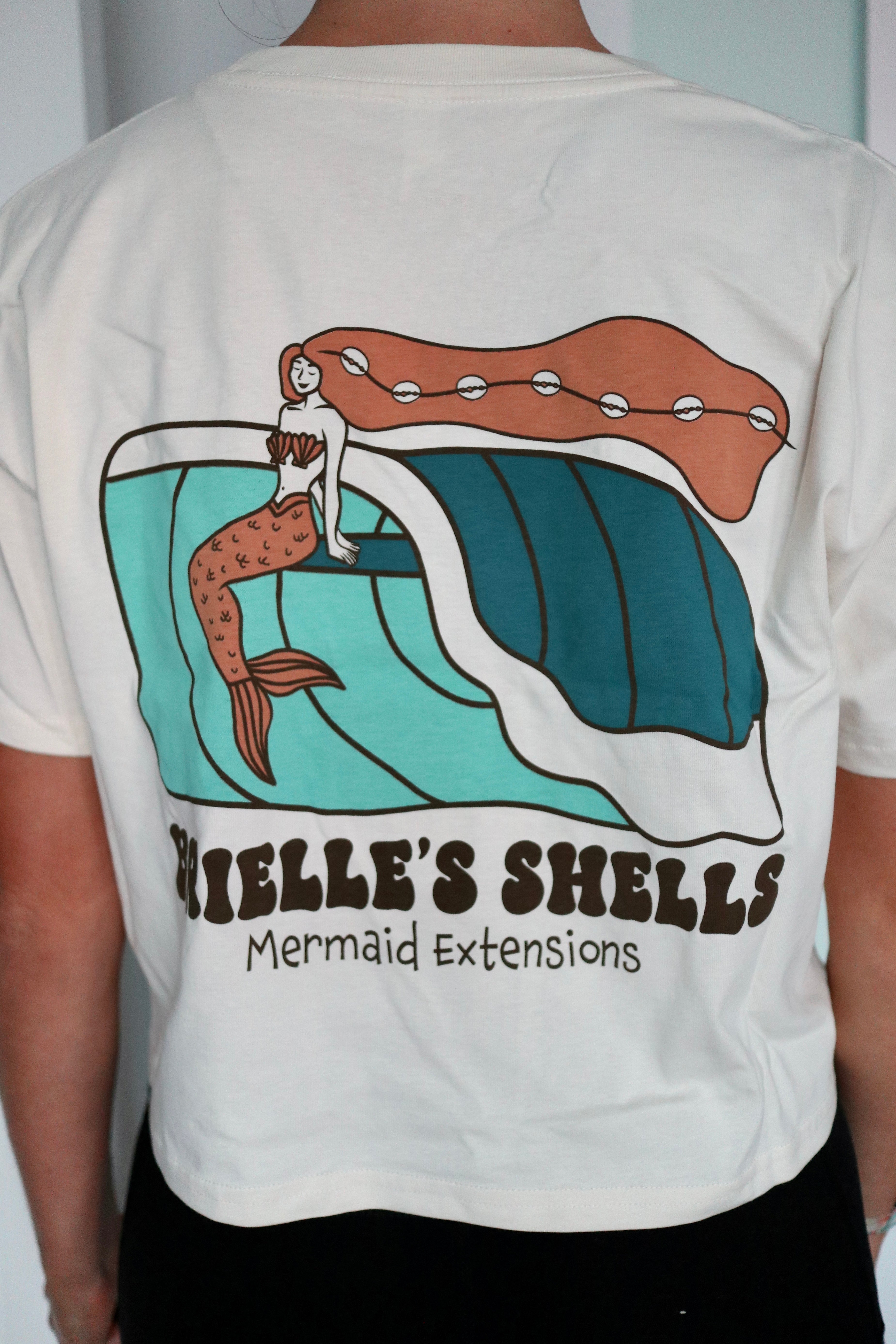 Cropped Surfing Mermaid T-Shirt