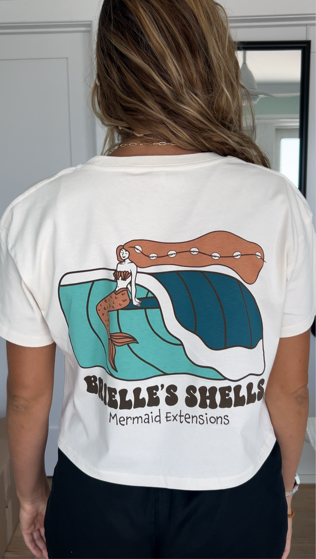 Cropped Surfing Mermaid T-Shirt