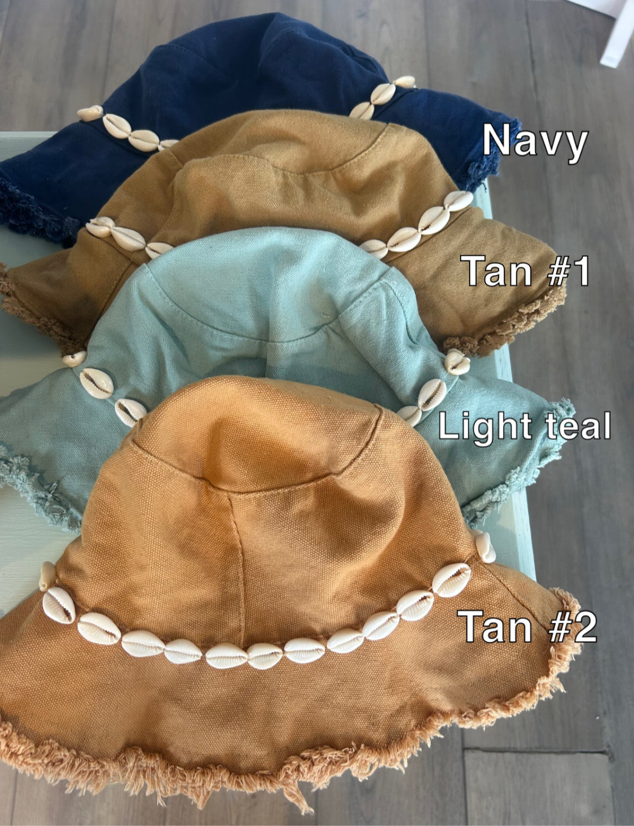 Hand-sewn seashell bucket hat