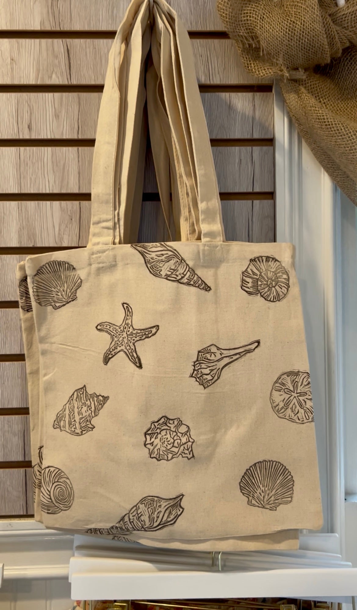 Handmade Seashell Stamp Tote Bag